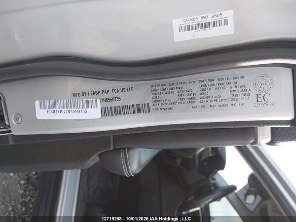 2022 JEEP GRAND CHEROKEE L LIMITED — I19