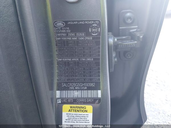 2016 LAND ROVER DISCOVERY SPORT HSE — I9