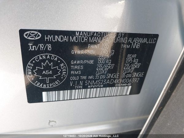 2019 HYUNDAI SANTA FE SE — I19
