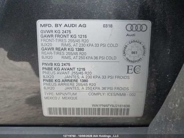 2018 AUDI Q5 2.0T TECHNIK — I9