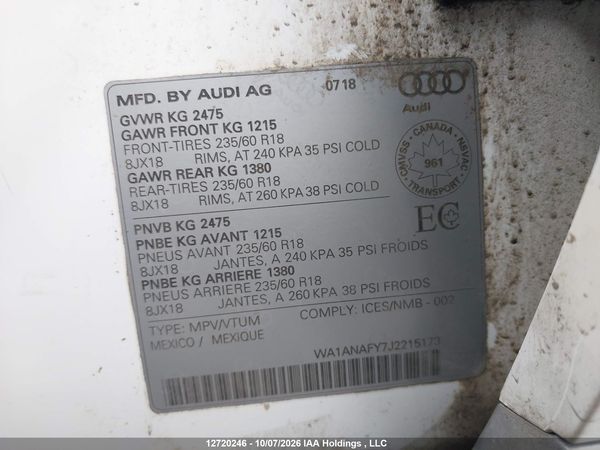 2018 AUDI Q5 PREMIUM — I19