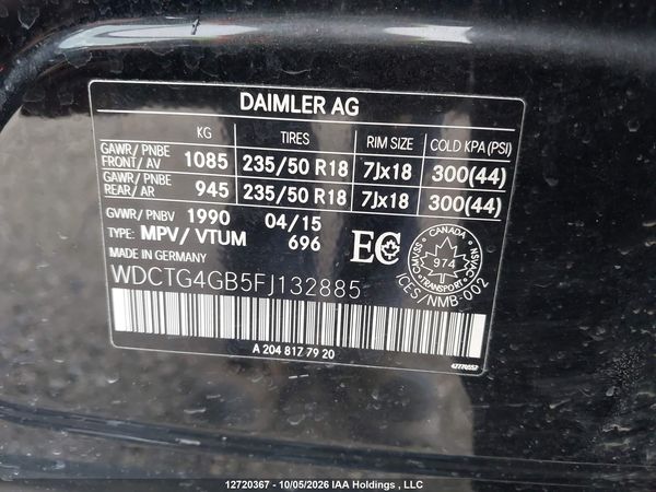 2015 MERCEDES-BENZ GLA 250 4MATIC — I16