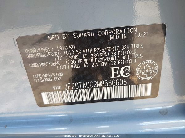 2021 SUBARU CROSSTREK SPORT — I9