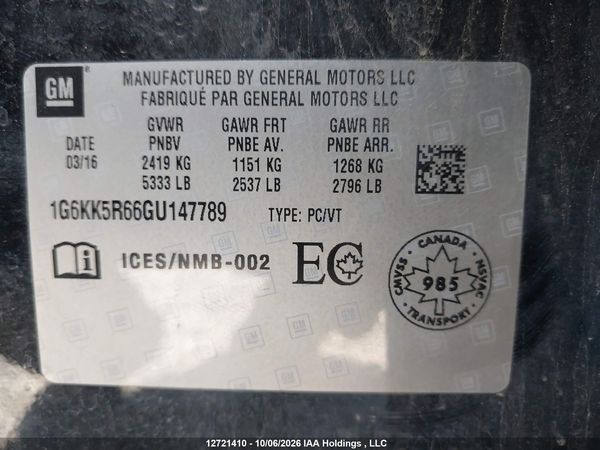 2016 CADILLAC CT6 3.0L TWIN TURBO PLATINUM — I9