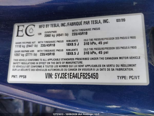 2020 TESLA MODEL 3 — I18