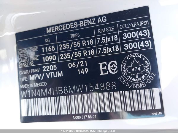 2021 MERCEDES-BENZ GLB 250 4MATIC — I19