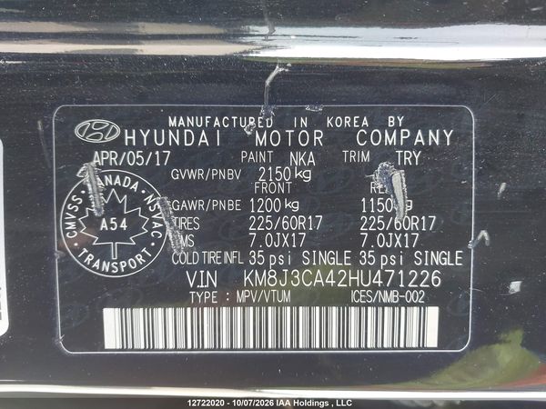 2017 HYUNDAI TUCSON LIMITED/SPORT AND ECO/SE — I9