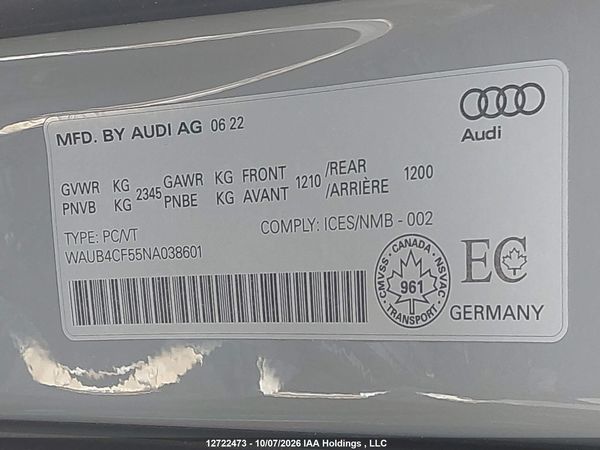 2022 AUDI S5 SPORTBACK TECHNIK — I9