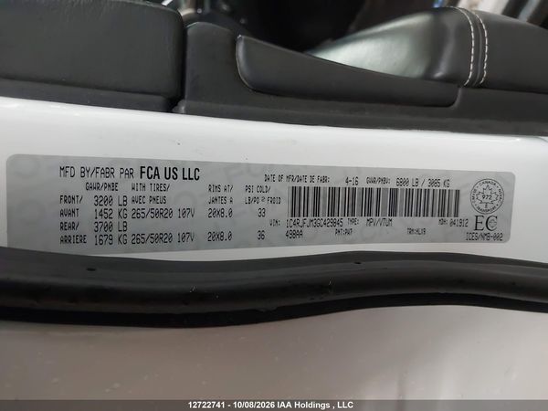 2016 JEEP GRAND CHEROKEE SUMMIT — I9