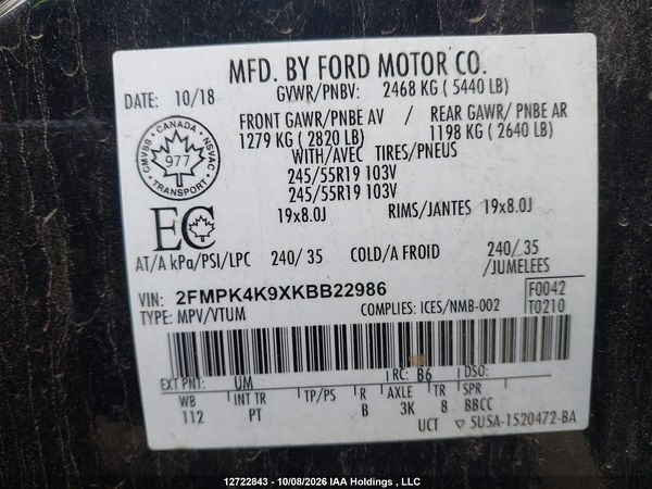 2019 FORD EDGE TITANIUM — I19
