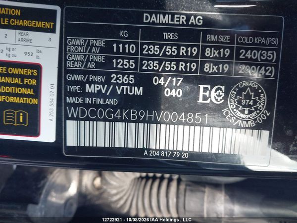 2017 MERCEDES-BENZ GLC 300 4MATIC — I9