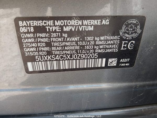 2018 BMW X5 XDRIVE35D — I9