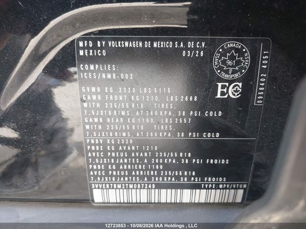 2026 VOLKSWAGEN TIGUAN SE — I9