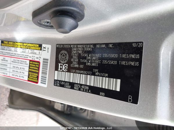 2021 TOYOTA HIGHLANDER PLATINUM — I9