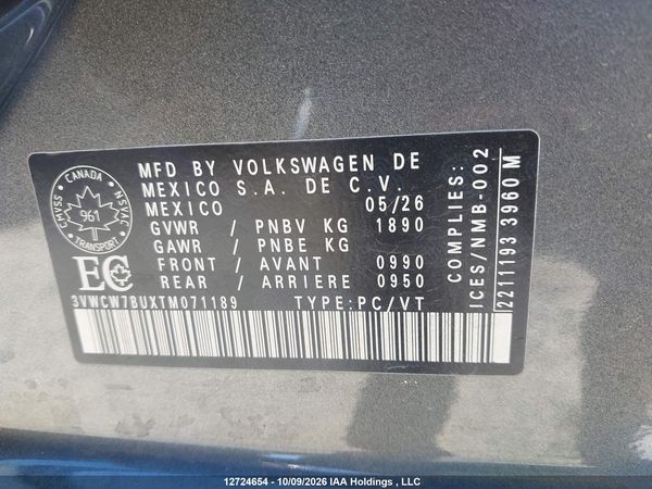 2026 VOLKSWAGEN JETTA TRENDLINE — I9