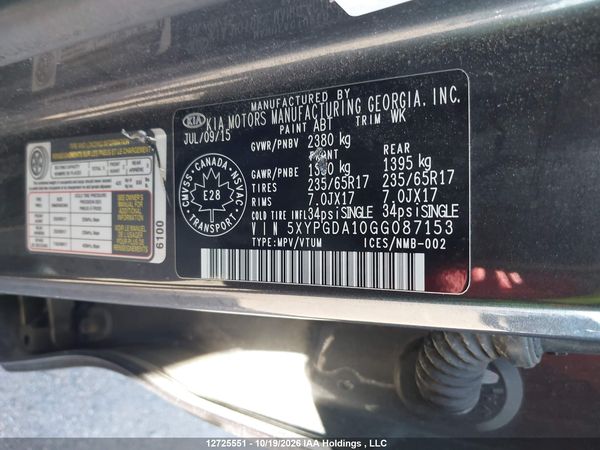 2016 KIA SORENTO 2.0L EX/2.0L LX+ — I9