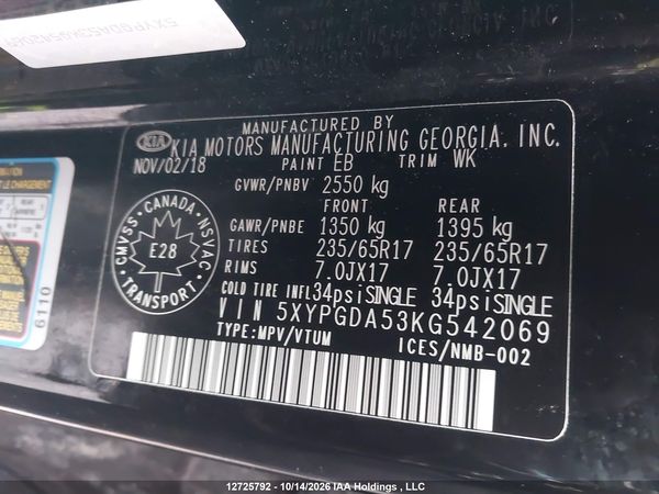 2019 KIA SORENTO 2.4L LX/3.3L LX — I9
