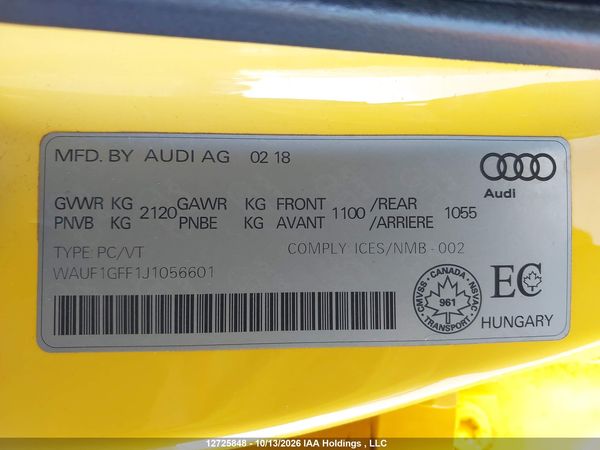 2018 AUDI S3 PRESTIGE — I18