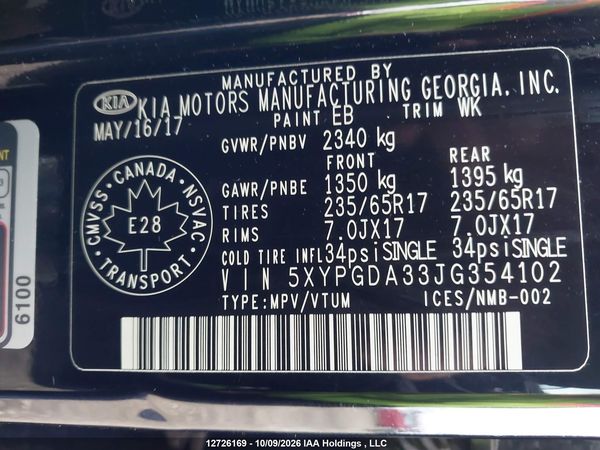 2018 KIA SORENTO LX/L — I17