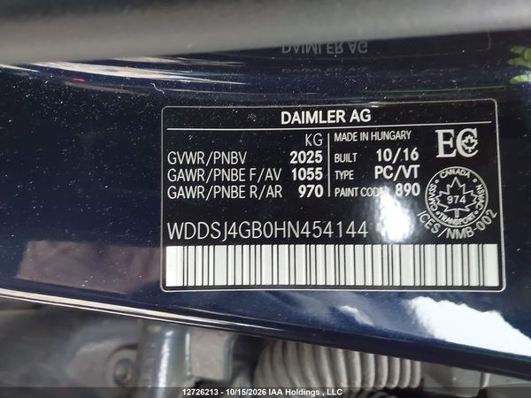 2017 MERCEDES-BENZ CLA 250 4MATIC — I19