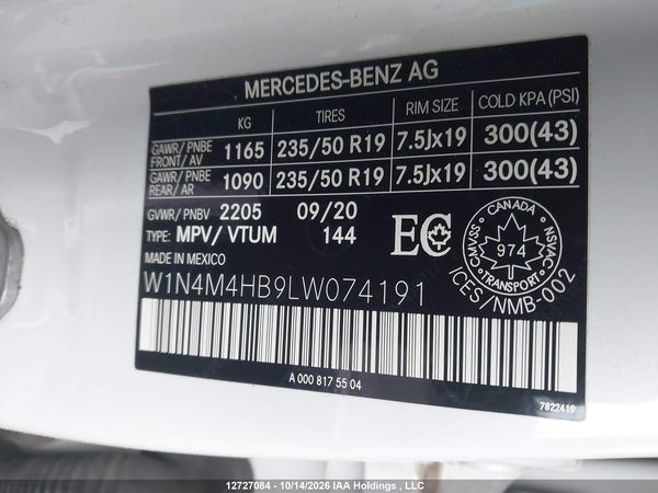 2020 MERCEDES-BENZ GLB 250 4MATIC — I9