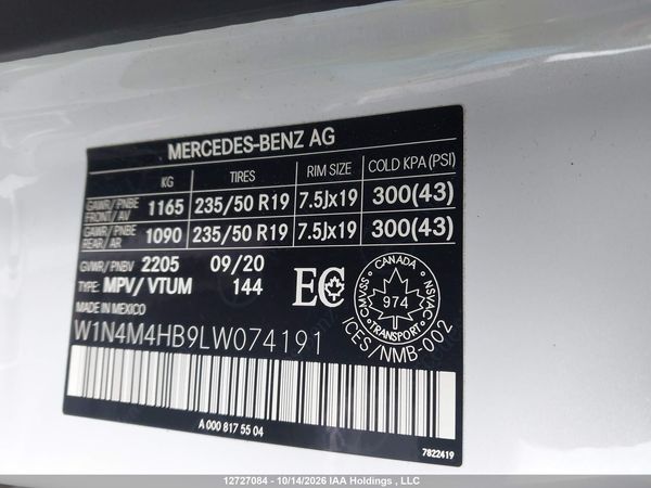 2020 MERCEDES-BENZ GLB 250 4MATIC — I19