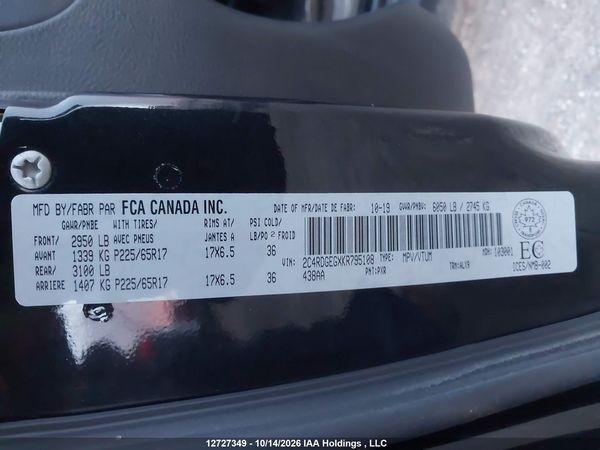 2019 DODGE GRAND CARAVAN GT — I9