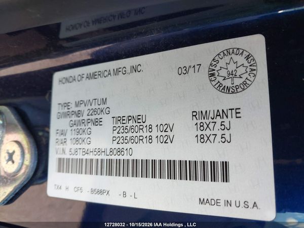 2017 ACURA RDX TECHNOLOGY — I9