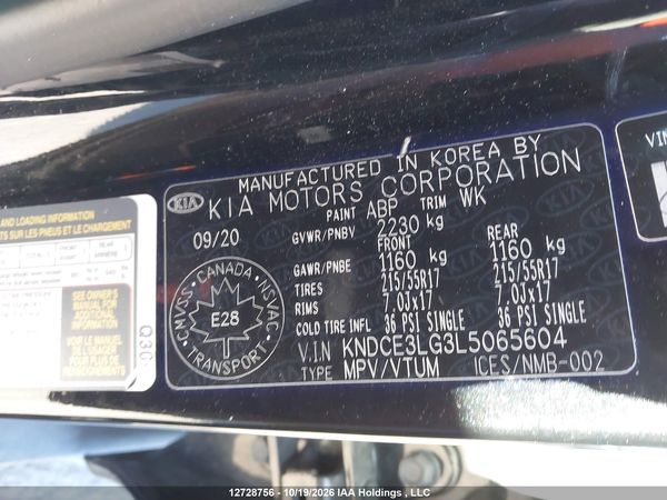 2020 KIA NIRO EV SX TOURING — I18