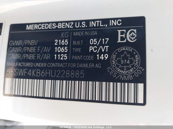 2017 MERCEDES-BENZ C 300 4MATIC — I18