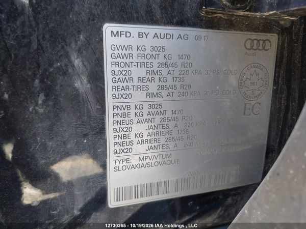 2018 AUDI Q7 3.0T TECHNIK — I9