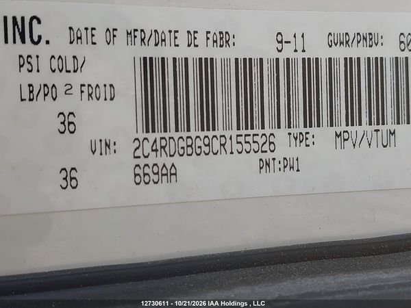 2012 DODGE GRAND CARAVAN SE — I9