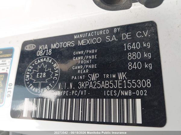 2018 KIA RIO5 LX+ LX, S