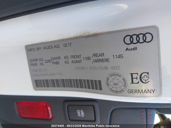 2018 AUDI S4 3.0T QUATTRO