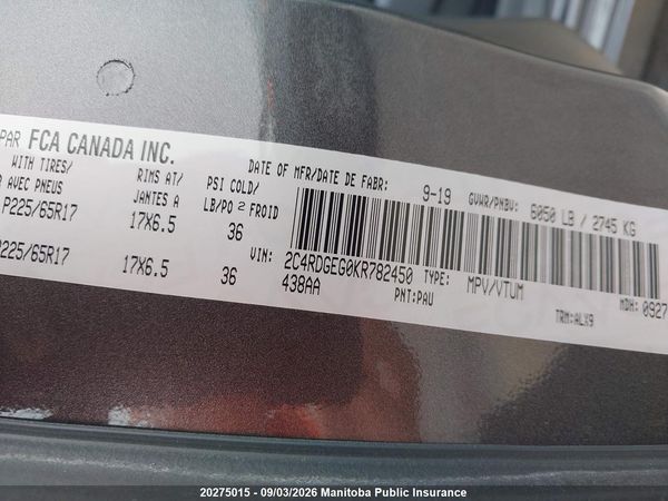 2019 DODGE GRAND CARAVAN GT