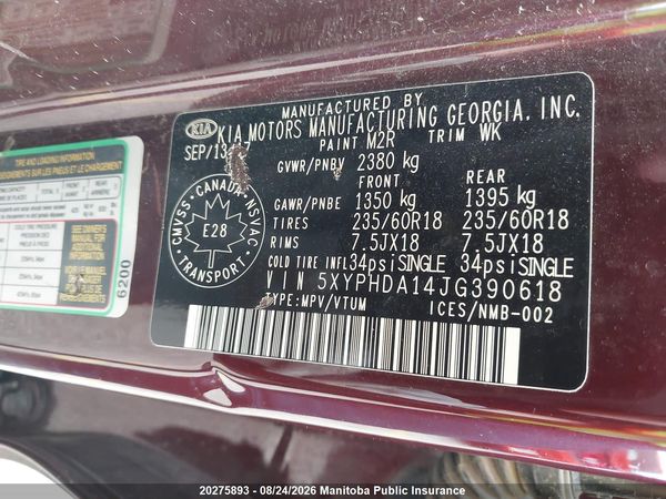 2018 KIA SORENTO EX TURBO