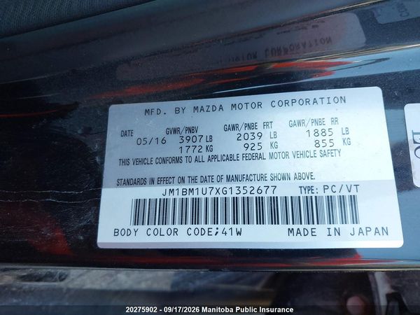 2016 MAZDA MAZDA3 G SKY Sport/GX — I8