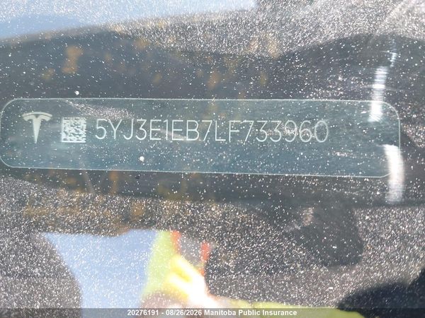 2020 TESLA MODEL 3 75D