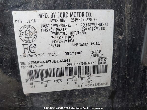 2018 FORD EDGE SEL — I9