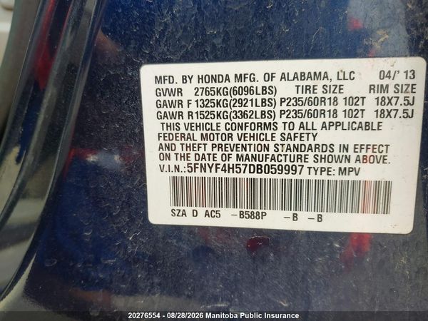 2013 HONDA PILOT EX-L
