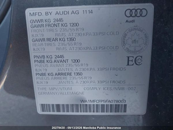 2015 AUDI Q5 S Line Technik