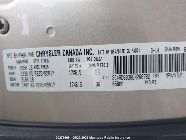 2014 DODGE GRAND CARAVAN SXT — I8