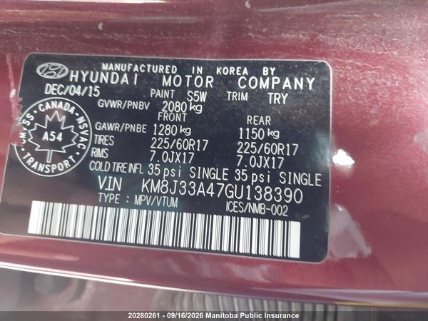 2016 HYUNDAI TUCSON — I9