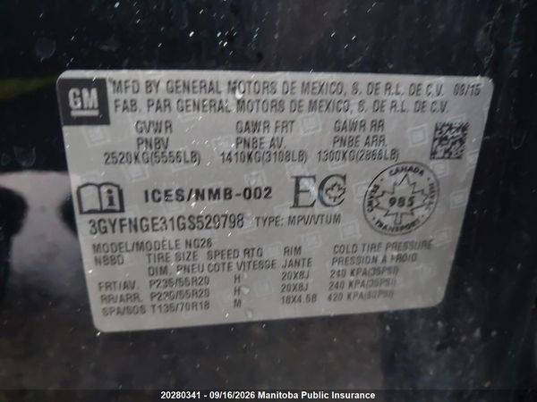 2016 CADILLAC SRX V6 — I9