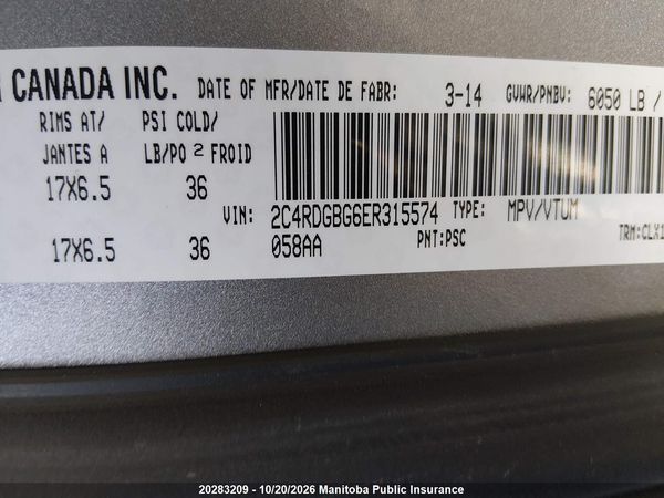 2014 DODGE GRAND CARAVAN SXT — I9