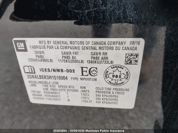 2017 CHEVROLET EQUINOX LS — I9
