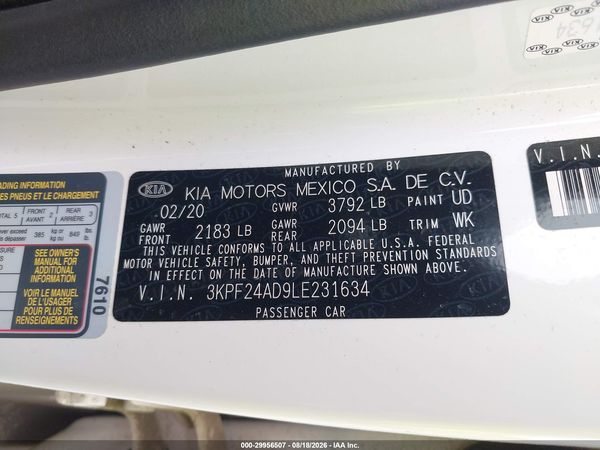 2020 KIA FORTE LXS