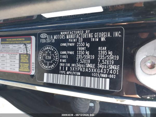 2019 KIA SORENTO SX/SXL
