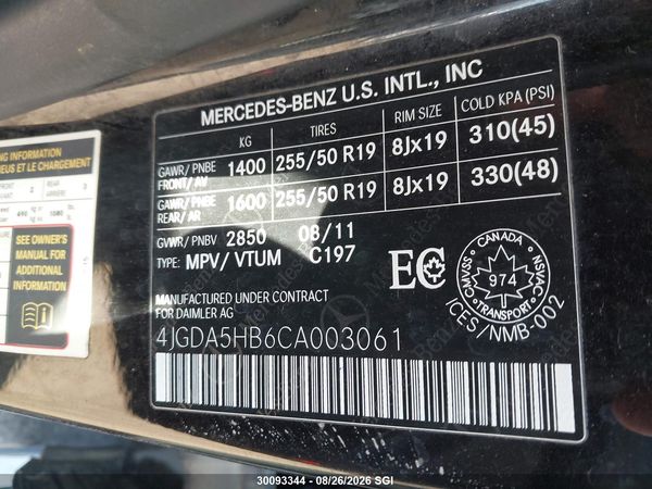 2012 MERCEDES-BENZ ML 350 4MATIC