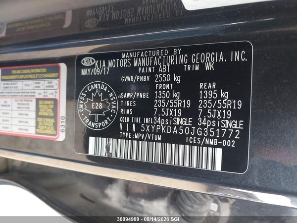 2018 KIA SORENTO SX/SX LIMITED
